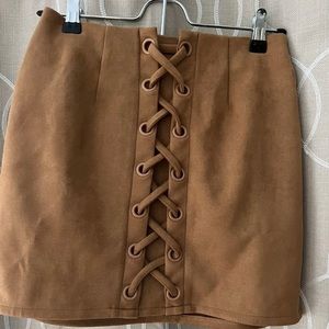 Brown suede mini skirt